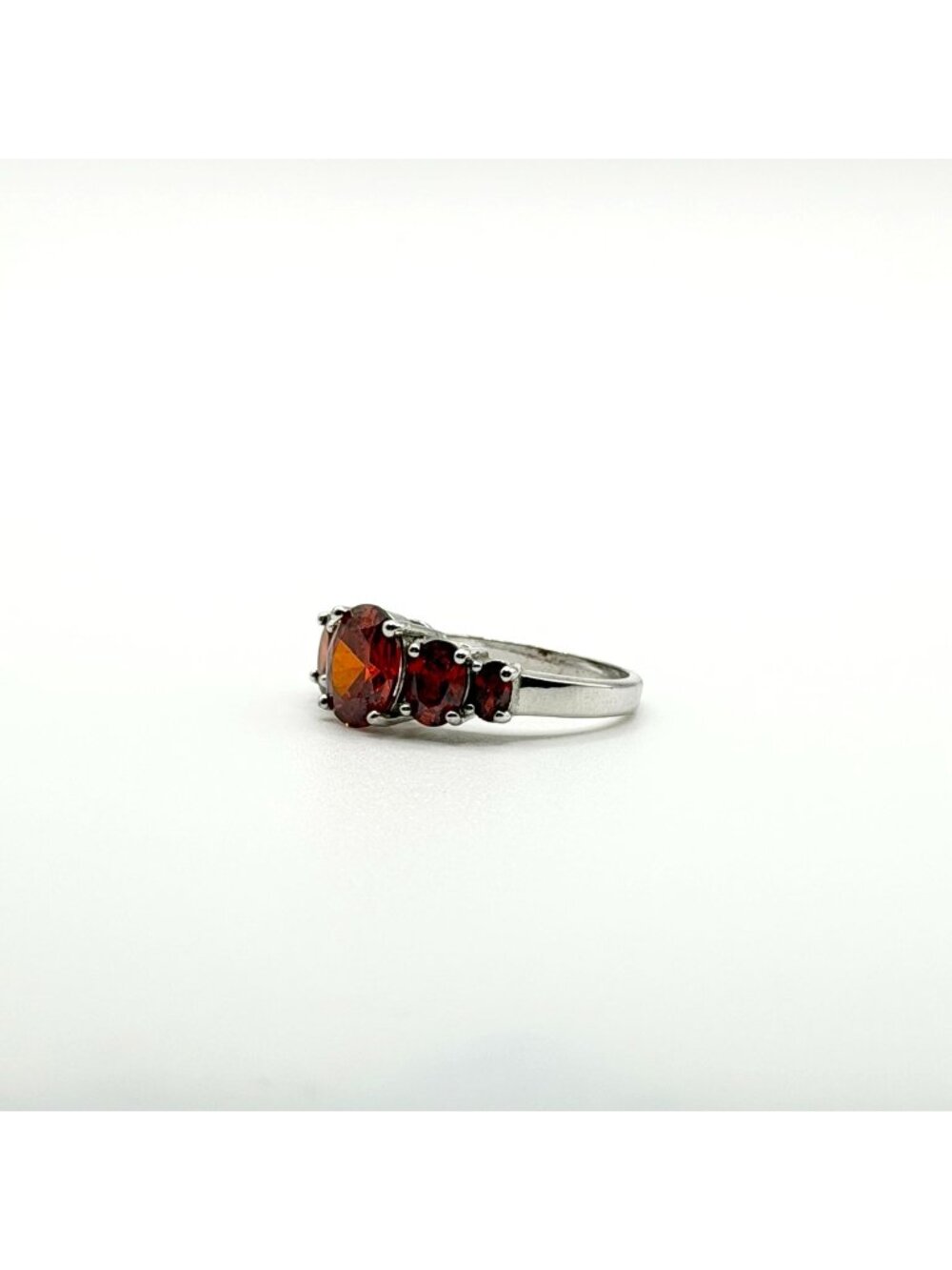 Chuck Clemency Orange Garnet Gemstone Ring 925 Sterling Silver Size 10.5
